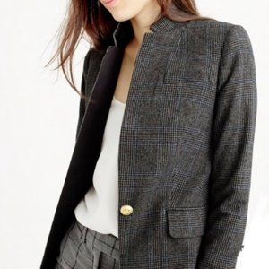 J. CREW Regent Glen Plaid Wool Blazer Satin Lapel